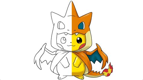 how to draw mega pikachu|How to draw Pikachu Mega Charizard Y Poncho .